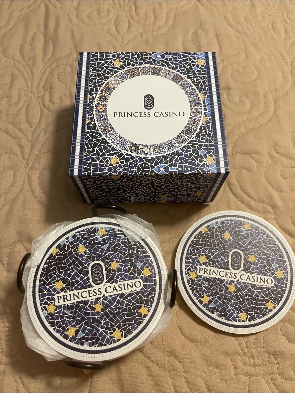 Princess Casino Blue Mosaic coasters